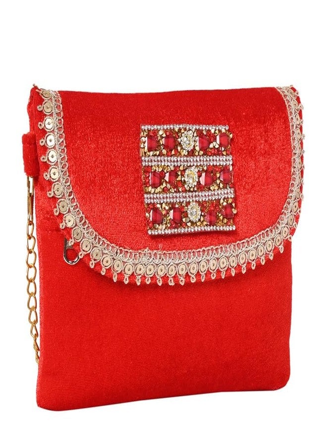 Coco Candy Women's Casual Lightweight Stylish Handbag | Velvet Red Sling Bag for Women - Perfect for Daily Use with Gold Chain - Image 2
