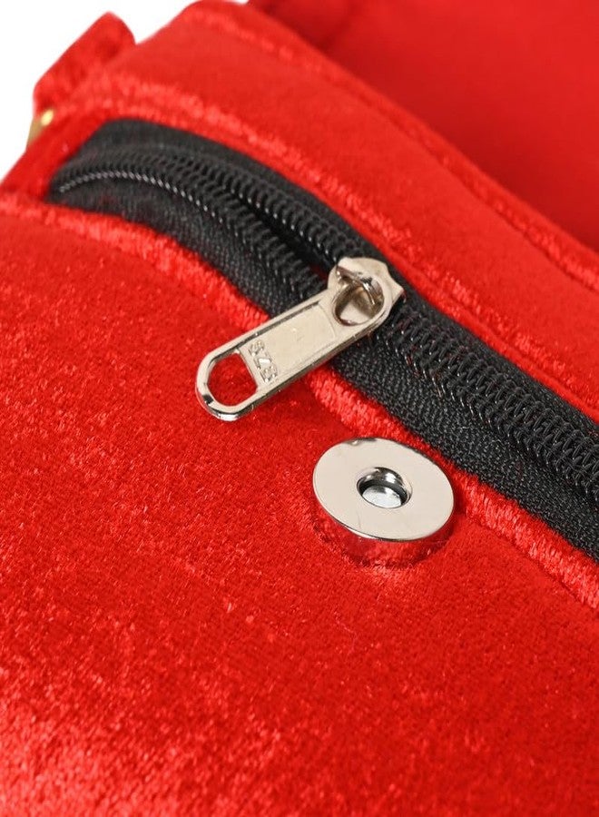 Coco Candy Women's Casual Lightweight Stylish Handbag | Velvet Red Sling Bag for Women - Perfect for Daily Use with Gold Chain - Image 4