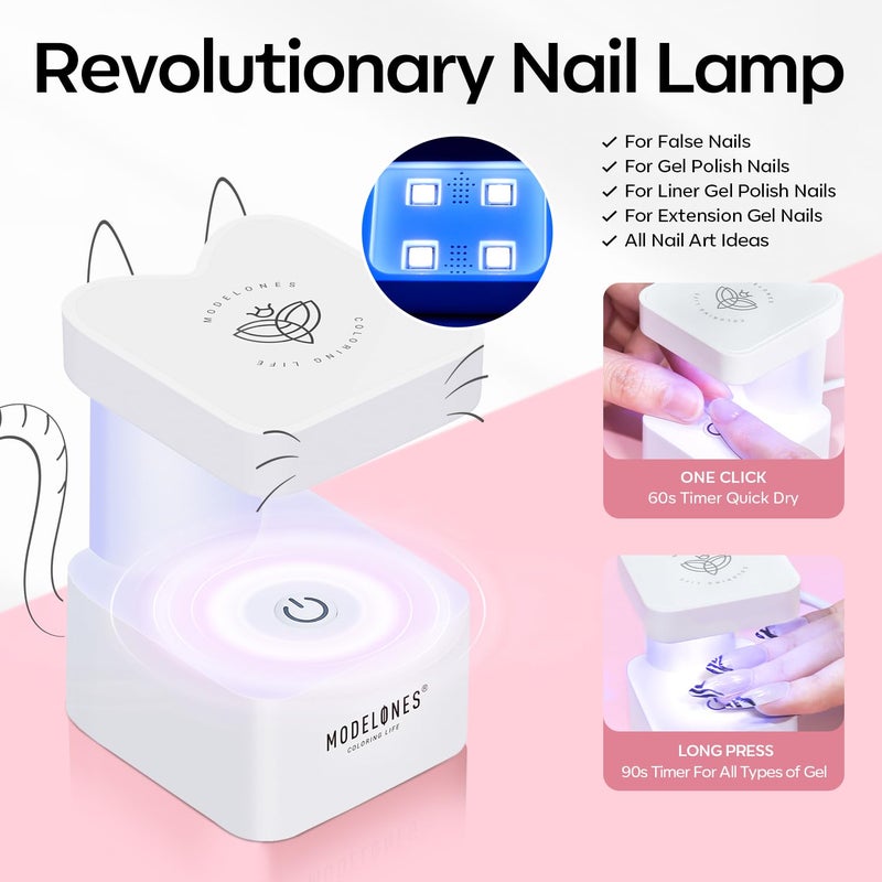 modelones X Nail Gel Kit Extra Short Oval Round, 510Pcs Fake Nails 15Sizes, 9-in-One Glue Prep Dehydrator & Mini U V Light Clipper, Pre-shaped Half Matte Press on Oval Tips for Extension DIY Salon - Image 5