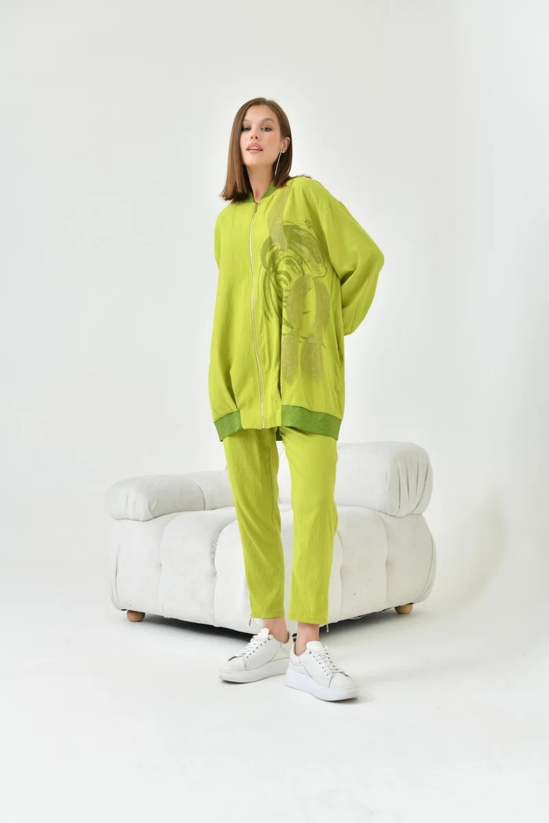 Garmi Women's Print Detail Suit Olive