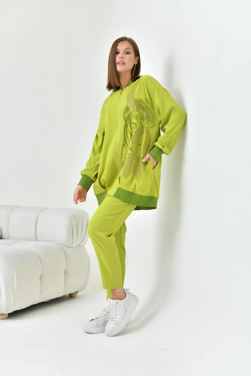 Garmi Women's Print Detail Suit Olive