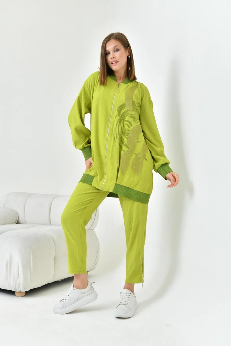 Garmi Women's Print Detail Suit Olive