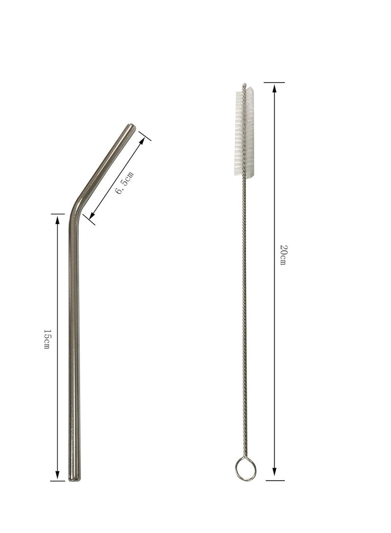 Reusable Stainless Steel Metal Drinking Straws (4 Pack) with a handy cleaning brush. - Image 3