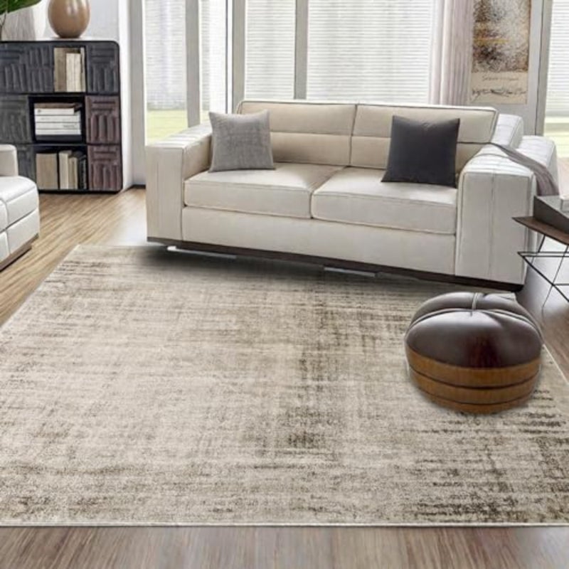Abstract Area Rugs Modern Carpet Soft Living Room Rug Large Washable Shaggy Rugs for Living Room Bedroom Dining Room Indoor Home Decor Abstract Beige Grey/Light Brown, 160 x 200 cm - Image 2