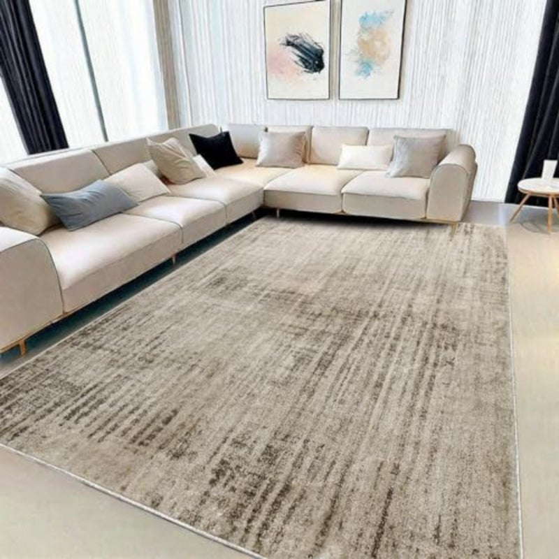 Abstract Area Rugs Modern Carpet Soft Living Room Rug Large Washable Shaggy Rugs for Living Room Bedroom Dining Room Indoor Home Decor Abstract Beige Grey/Light Brown, 160 x 200 cm - Image 1