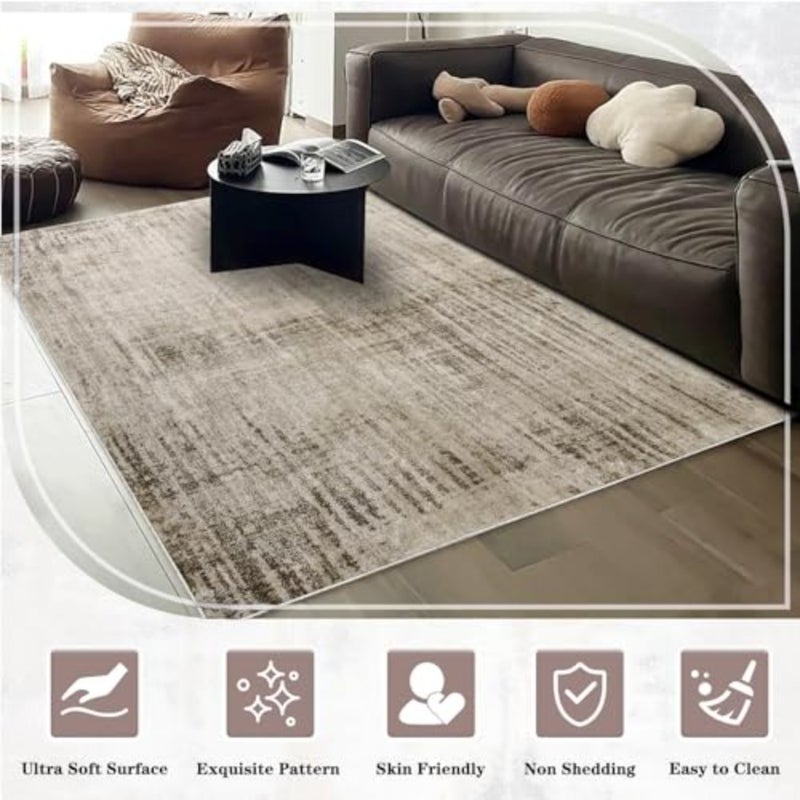 Abstract Area Rugs Modern Carpet Soft Living Room Rug Large Washable Shaggy Rugs for Living Room Bedroom Dining Room Indoor Home Decor Abstract Beige Grey/Light Brown, 160 x 200 cm - Image 4