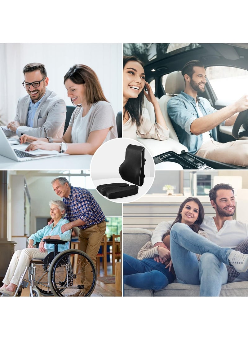 XiuWoo Advanced Portable Ergonomic Seat Cushion and Lumbar Support Pillow Set with Extra Large Memory Foam Back Support Pillow Cushion for Car Office Computer Chair Wheelchair - Image 5