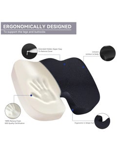 XiuWoo Advanced Portable Ergonomic Seat Cushion and Lumbar Support Pillow Set with Extra Large Memory Foam Back Support Pillow Cushion for Car Office Computer Chair Wheelchair  - Image 2