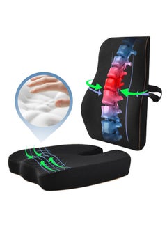XiuWoo Advanced Portable Ergonomic Seat Cushion and Lumbar Support Pillow Set with Extra Large Memory Foam Back Support Pillow Cushion for Car Office Computer Chair Wheelchair  - Image 1