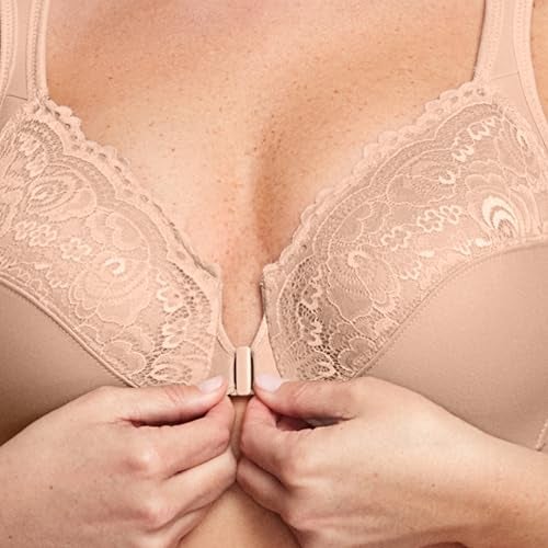 Glamorise Full Figure Plus Size Wonderwire Front-Closure Bra Underwire #1245 Café - Image 2