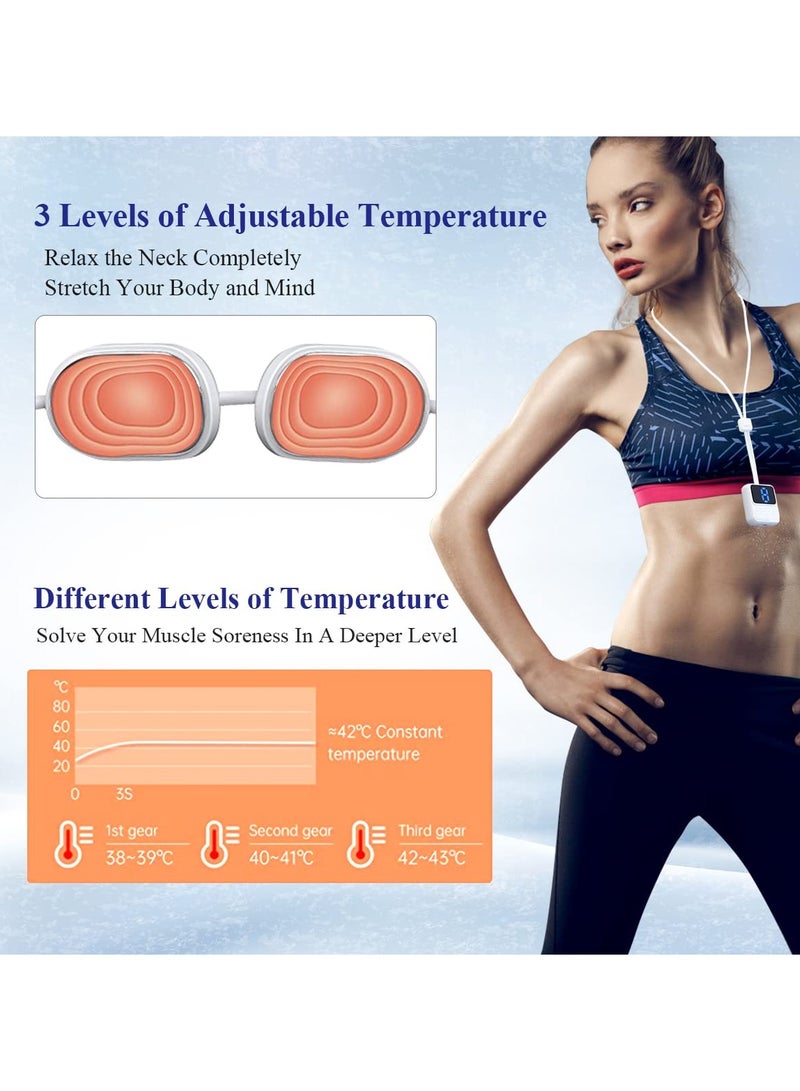 SYOSI Smart Neck Massager, Hanging Necklace Massager, Portable Massager Shoulder Relieve Cervical Spondylosis USB Charging for Travel Office 3 Temperature 4 Modes 15 Levels - Image 4