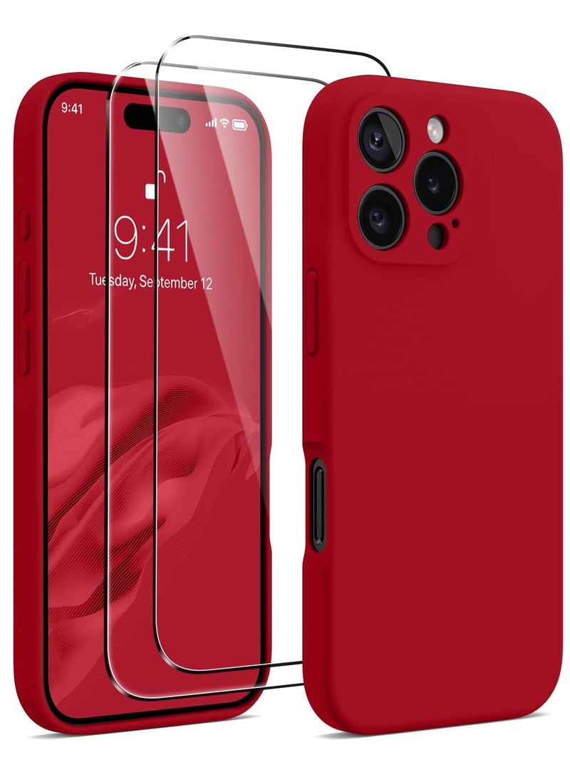 ELTRAZONE iPhone 16 Pro Max Case – Upgraded Silicone Phone Cover with Camera Protection, Compatible with MagSafe, Anti-Scratch Microfiber Lining & 2 Screen Protectors – Red - Image 1