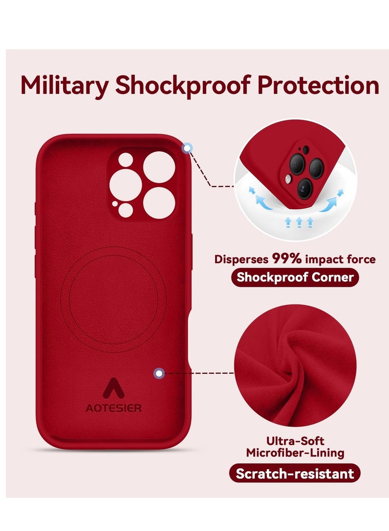 ELTRAZONE iPhone 16 Pro Max Case – Upgraded Silicone Phone Cover with Camera Protection, Compatible with MagSafe, Anti-Scratch Microfiber Lining & 2 Screen Protectors – Red - Image 3