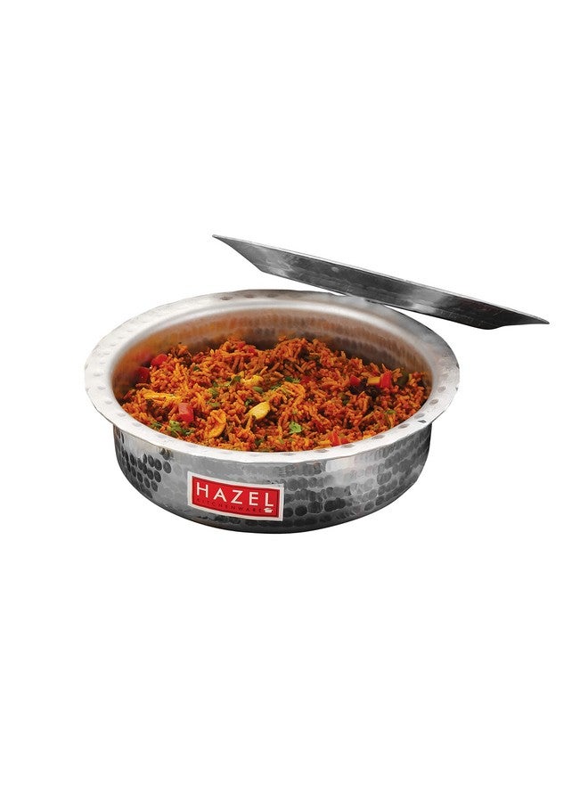 Hazel وعاء هازيل من الألمنيوم لانغدي مع غطاء | 25 سم بسعة 2100 مل بتصميم مطروق ولامع وقاع دائري لطهي الطعام | أواني بهاغونا ديكشي - Image 5