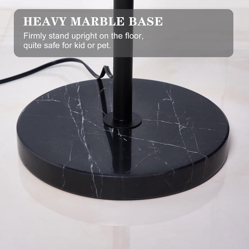 SKY-TOUCH Arc Floor Lamp : Dimmable Black Standing Lamp with Adjustable Height Modern Marble Base Standing Hanging Light with Adjustable Hanging Shade for Reading Living Room Bedroom Office (Black) - Image 5