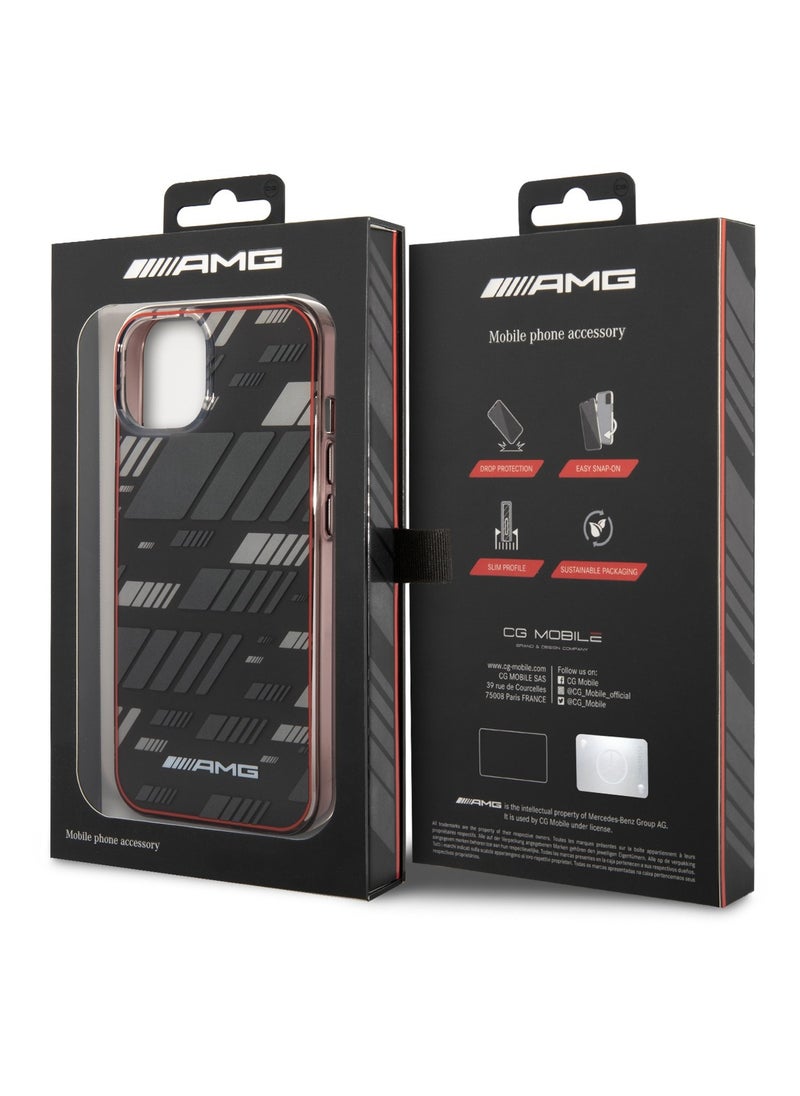 AMG - iPhone 14 Case Transparent Double Layer Back Cover Expressive Graphic Design / Lifted Ring Case / Slim Profile / Easy Snap-On / Bumper Protection / Drop Protection - Black - Image 1