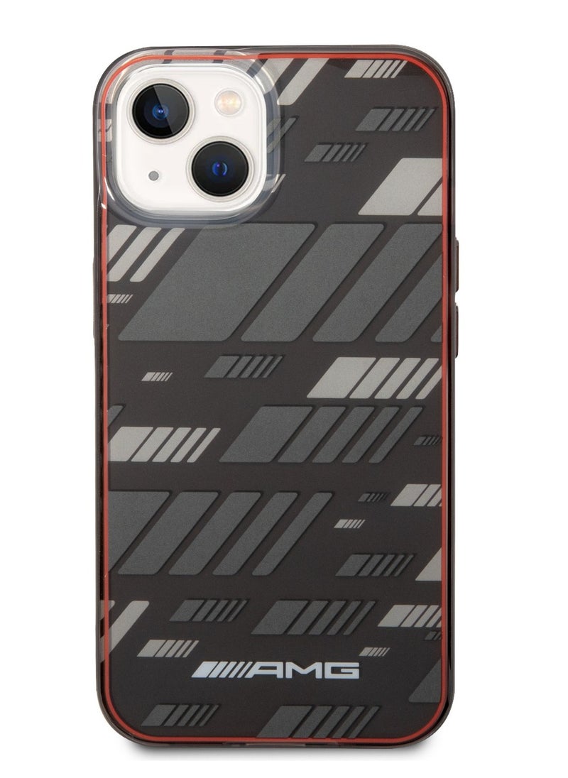 AMG - iPhone 14 Case Transparent Double Layer Back Cover Expressive Graphic Design / Lifted Ring Case / Slim Profile / Easy Snap-On / Bumper Protection / Drop Protection - Black - Image 1