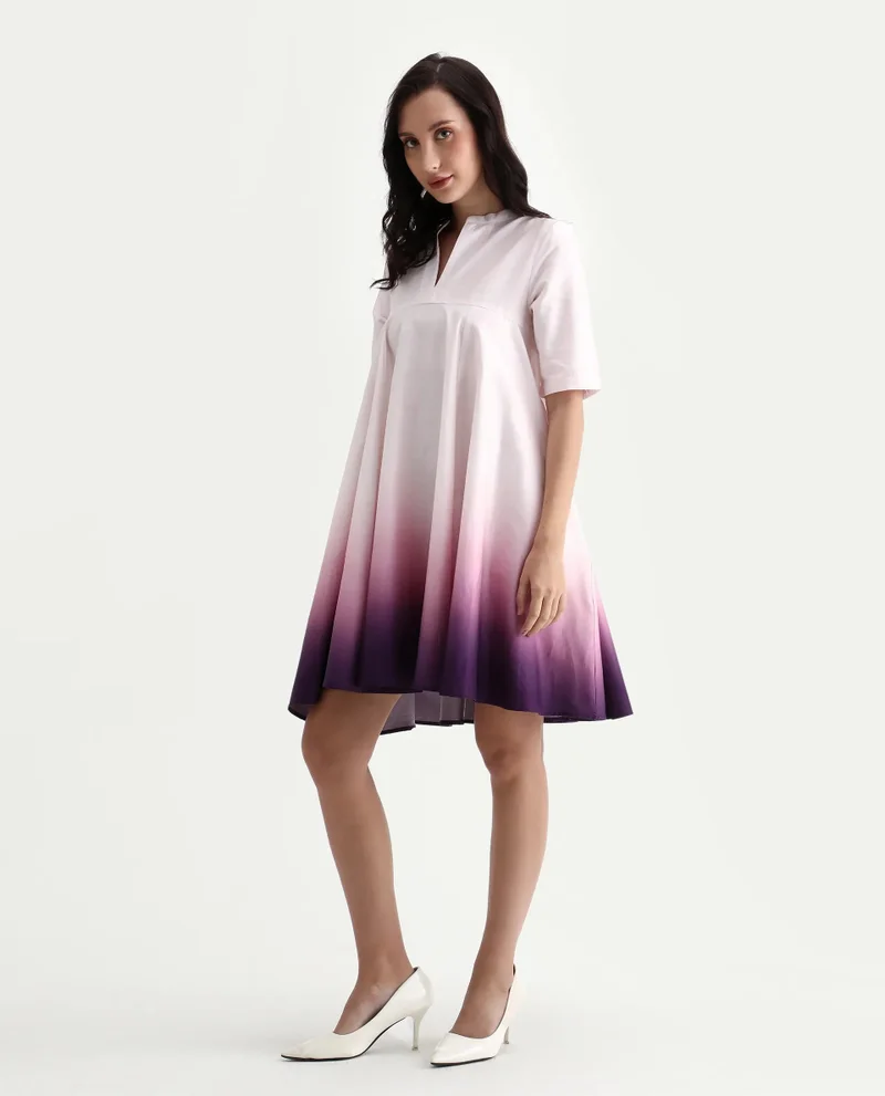 Rareism Women's Ombre Flared Mini Dress