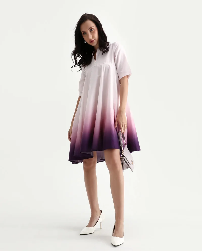 Rareism Women's Ombre Flared Mini Dress