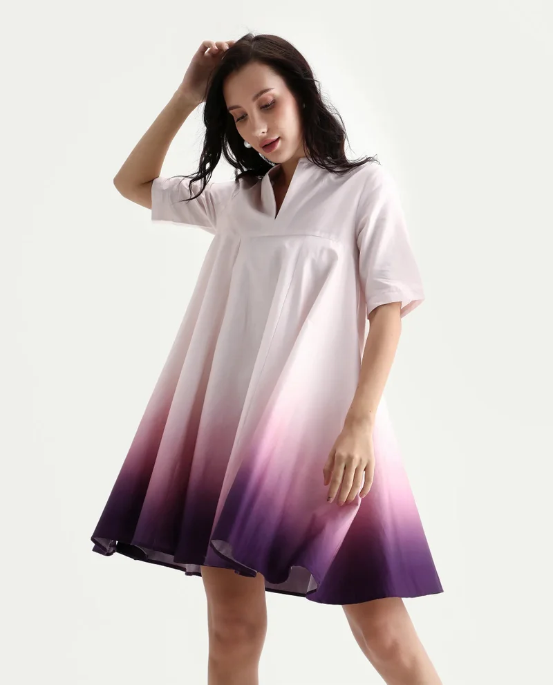 Rareism Women's Ombre Flared Mini Dress