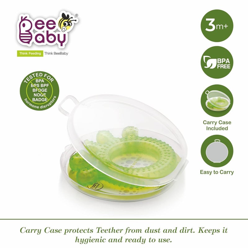Beebaby Teethers for 6 to 12 Months BPA Free. Cooling Water Filled Baby Teether, Soft Teething Toy for Babies with Carry Case, Soothes Gums and Easy to Grip. 100% BPA, PVC Free. (Fingers - Pink_Green, Pack of 2) - Image 2