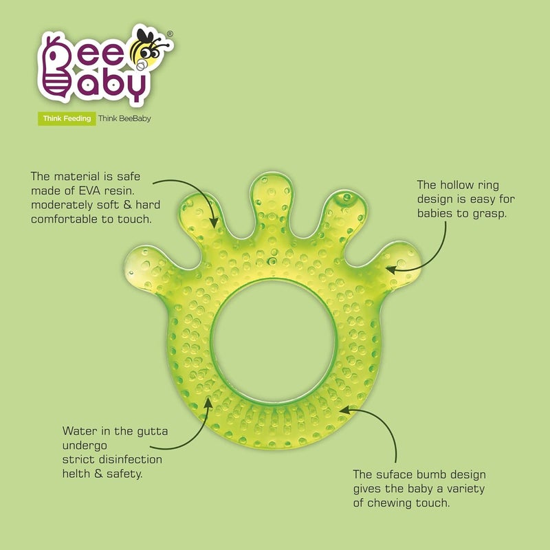 Beebaby Teethers for 6 to 12 Months BPA Free. Cooling Water Filled Baby Teether, Soft Teething Toy for Babies with Carry Case, Soothes Gums and Easy to Grip. 100% BPA, PVC Free. (Fingers - Pink_Green, Pack of 2) - Image 5
