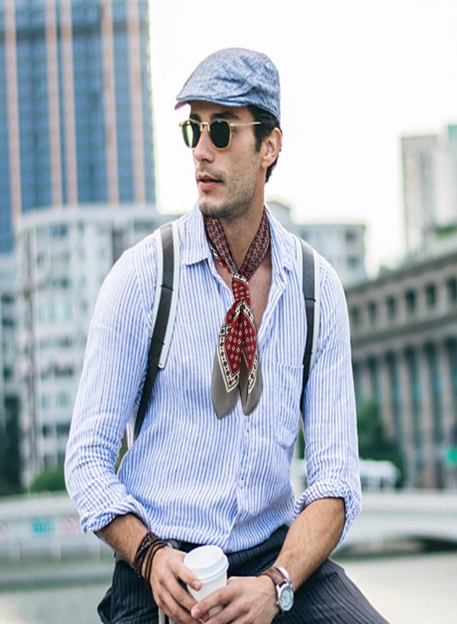 جيرينلي وشاح رقبة أنيق من الحرير بتصميم كلاسيكي من جيرينلي للرجال، وشاح رقبة صيفي أنيق، إكسسوار رسمي (رمادي) - Image 3