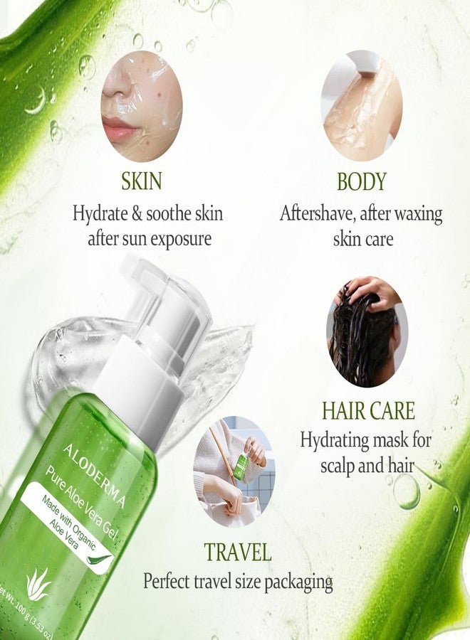 Aloderma Pure Aloe Vera Gel Made within 12 Hours of Harvest with 99% Organic Aloe Vera, Easy Travel Size for Body, Face, & Scalp, Cooling, Soothing Instant Relief for Skin & Sunburn, Pump Bottle - Image 3