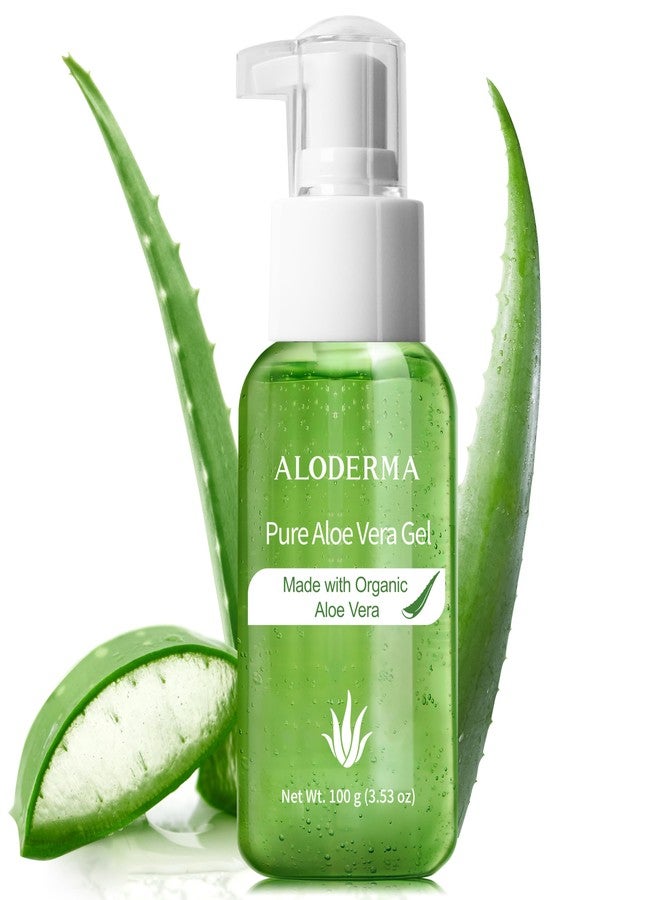 Aloderma Pure Aloe Vera Gel Made within 12 Hours of Harvest with 99% Organic Aloe Vera, Easy Travel Size for Body, Face, & Scalp, Cooling, Soothing Instant Relief for Skin & Sunburn, Pump Bottle - Image 1