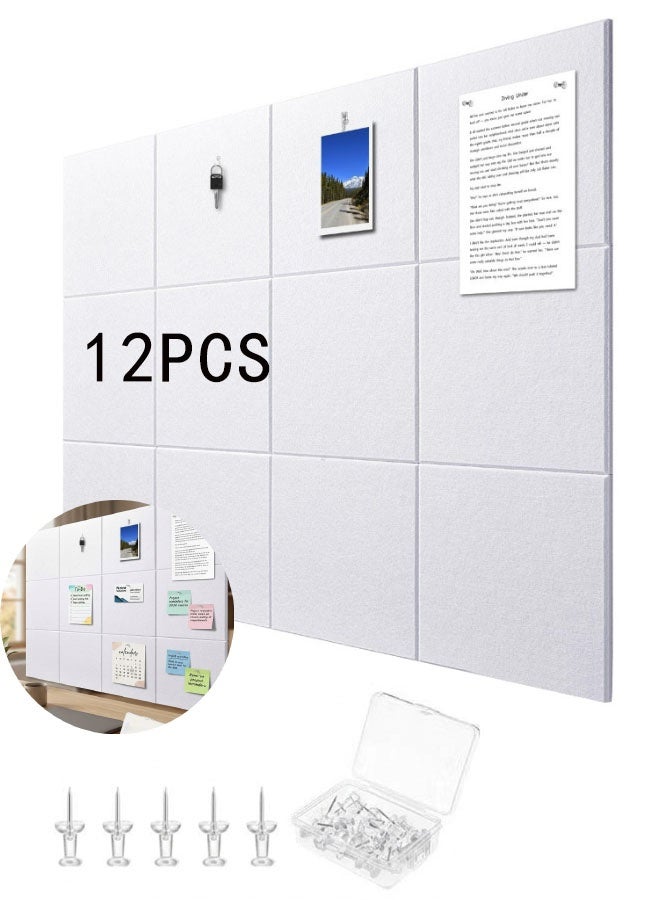Super ZYouth 12 Pack Large Felt Bulletin Board 30x30 cm Board Alternative with 60 Safe Removable Adhesive Tabs, Cork Boards for Walls Cork Board for Home Office Classroom Pin Board - Image 1