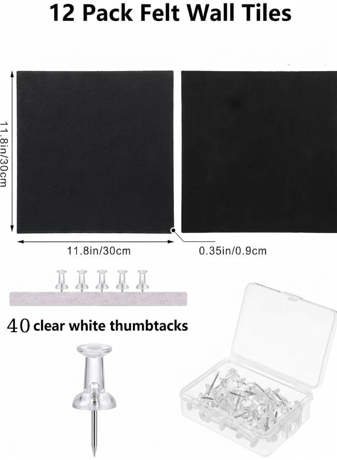 Super ZYouth 12 Pack Large Felt Bulletin Board 30x30 cm Board Alternative with 60 Safe Removable Adhesive Tabs, Cork Boards for Walls Cork Board for Home Office Classroom Pin Board - Image 3