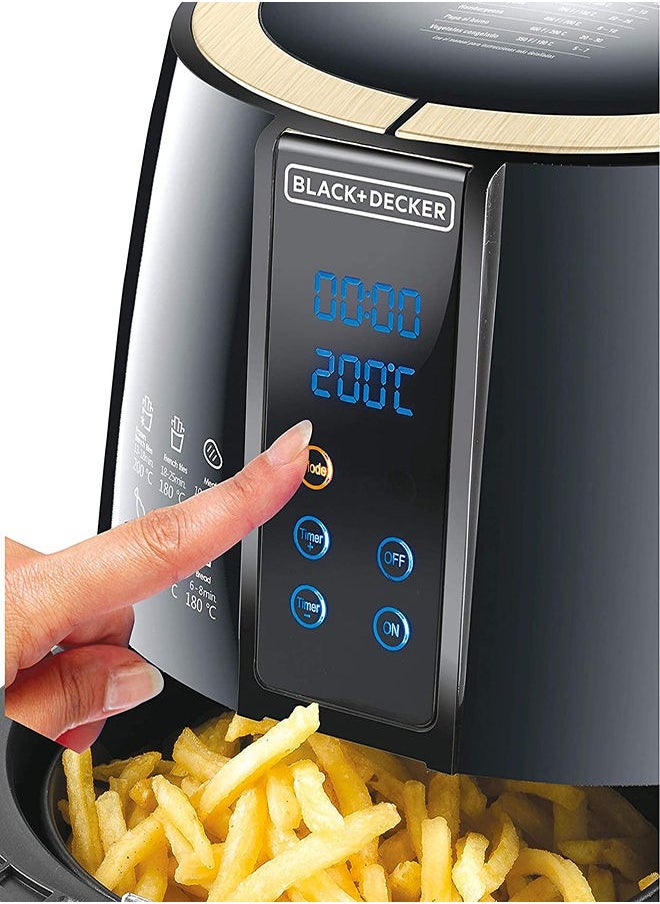 BLACK&DECKER - Air Fryer, 4L/1.2Kg Capacity, 1500W, Touch Screen, Rapid Hot Air Circulation For Frying, Grilling, Broiling, Roasting, And Baking 4 L 1500 W AF400-B5 Black - Image 1