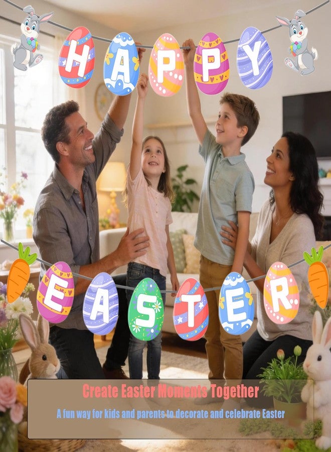 AMOILS Easter Banner Decorations Indoor, HAPPY EASTER Decor Easter Party Decorations Set, Egg Bunny for Home Office School Classroom Easter‘s Day Themed Party Decorations - Image 5