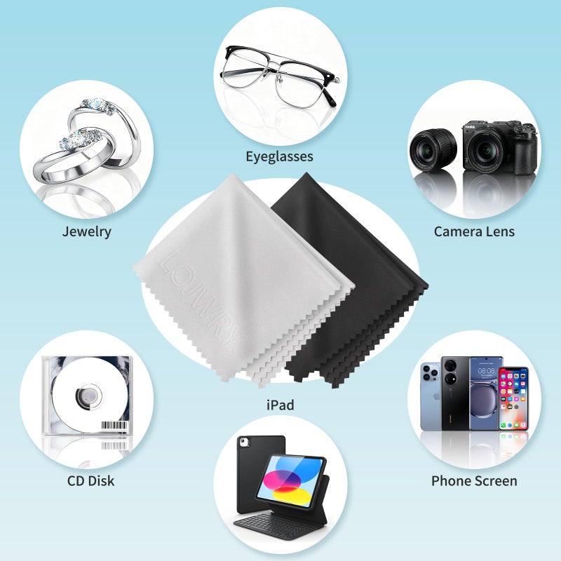 LOJWRY Eye Glass Clean Cloths 6*7in 6 Pcs, Individually Wrapped, High-Density, Ultra Soft, Scratch-Free Premium Microfiber Cleaning Cloth for Glasses, Camera Lens, Screen, Electronics, Tv, Eyeglass. - Image 5