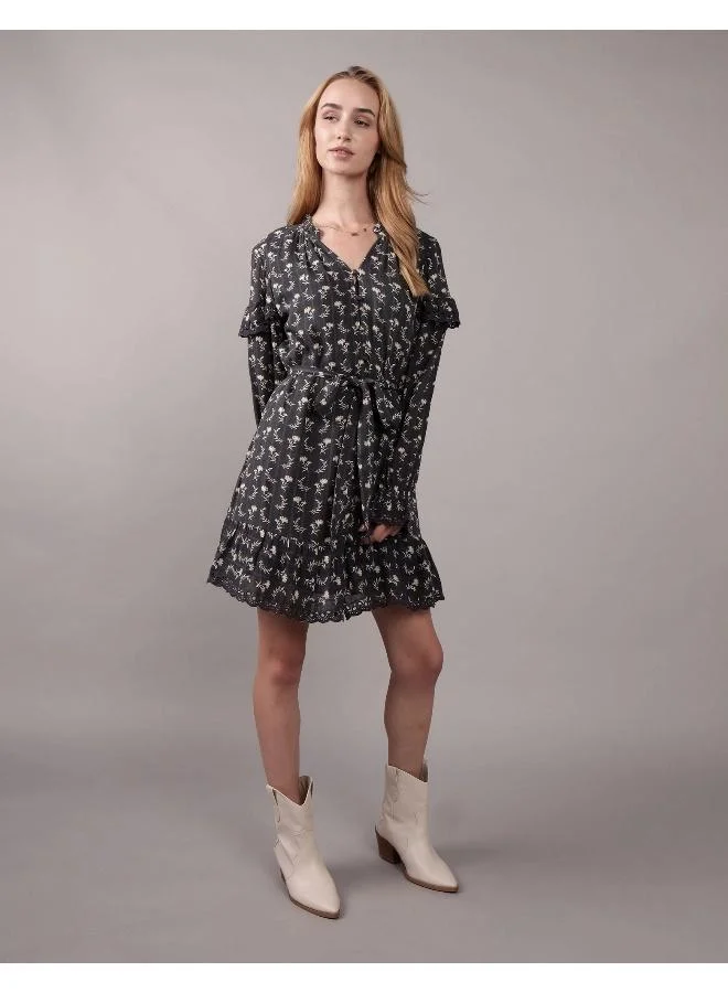 American Eagle Floral Ruffle Mini Dress
