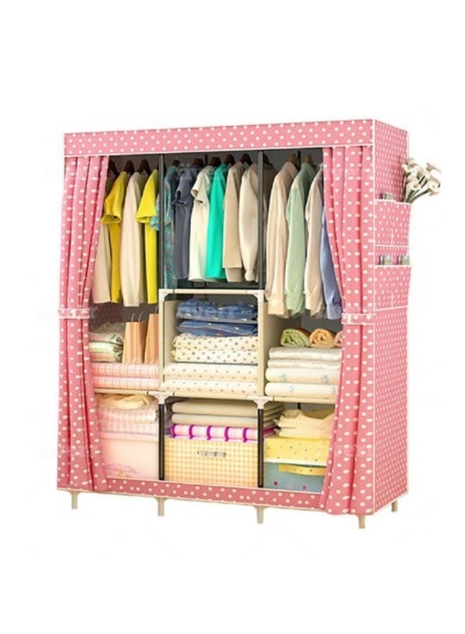 MIXDE Fabric Closet, Portable Wardrobe Clothes Storage Organizer Pink 158x106x45cm - Image 1