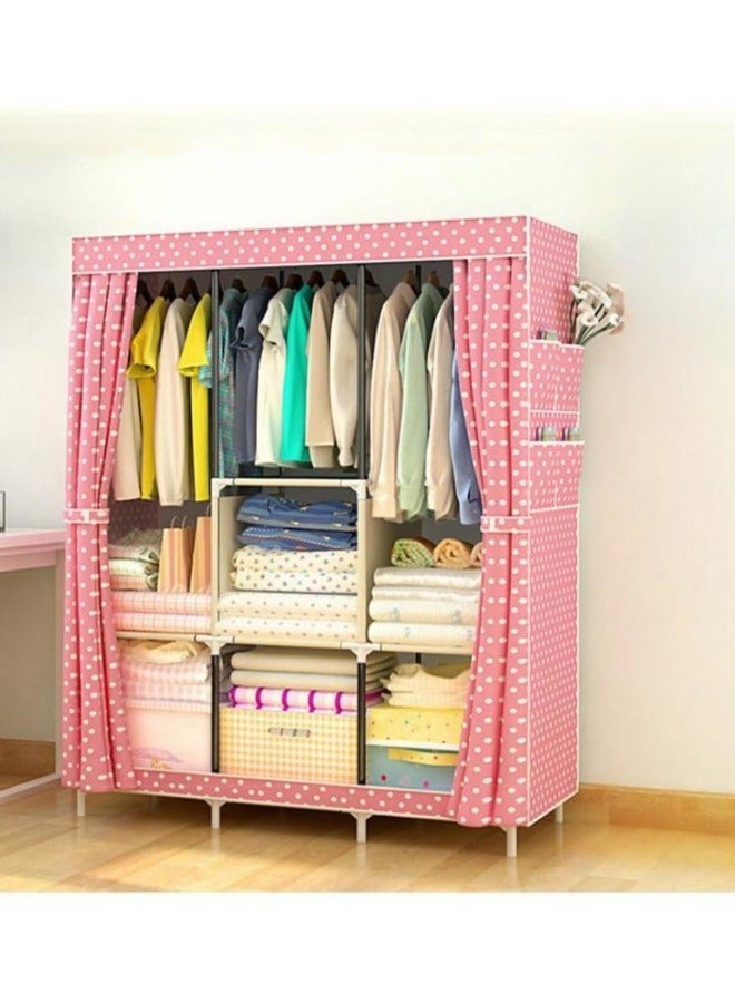 MIXDE Fabric Closet, Portable Wardrobe Clothes Storage Organizer Pink 158x106x45cm - Image 2