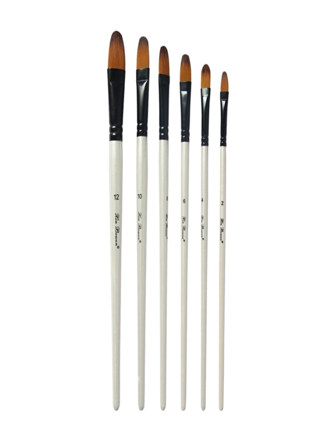 Xinbowen 6pcs Filbert Paint Brushes Paintbrush Set Nylon Hair Paint Brush Set for Acrylic Oil Watercolor Painting Artist Professional Painting Kits Pearl White Brush Seth Set - Image 1