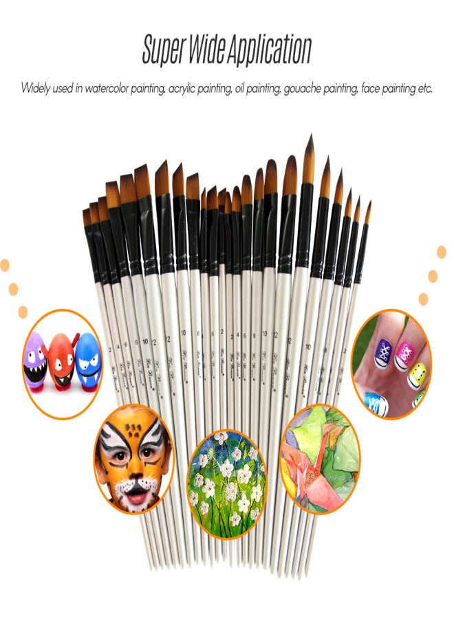 Xinbowen 6pcs Filbert Paint Brushes Paintbrush Set Nylon Hair Paint Brush Set for Acrylic Oil Watercolor Painting Artist Professional Painting Kits Pearl White Brush Seth Set - Image 5
