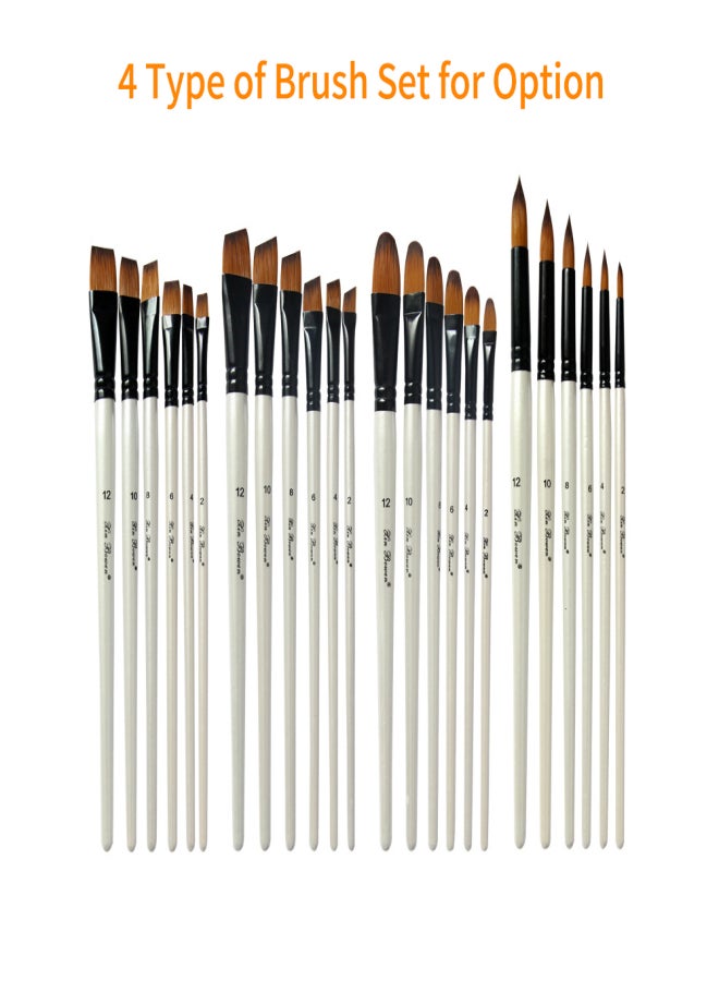 Xinbowen 6pcs Filbert Paint Brushes Paintbrush Set Nylon Hair Paint Brush Set for Acrylic Oil Watercolor Painting Artist Professional Painting Kits Pearl White Brush Seth Set - Image 4