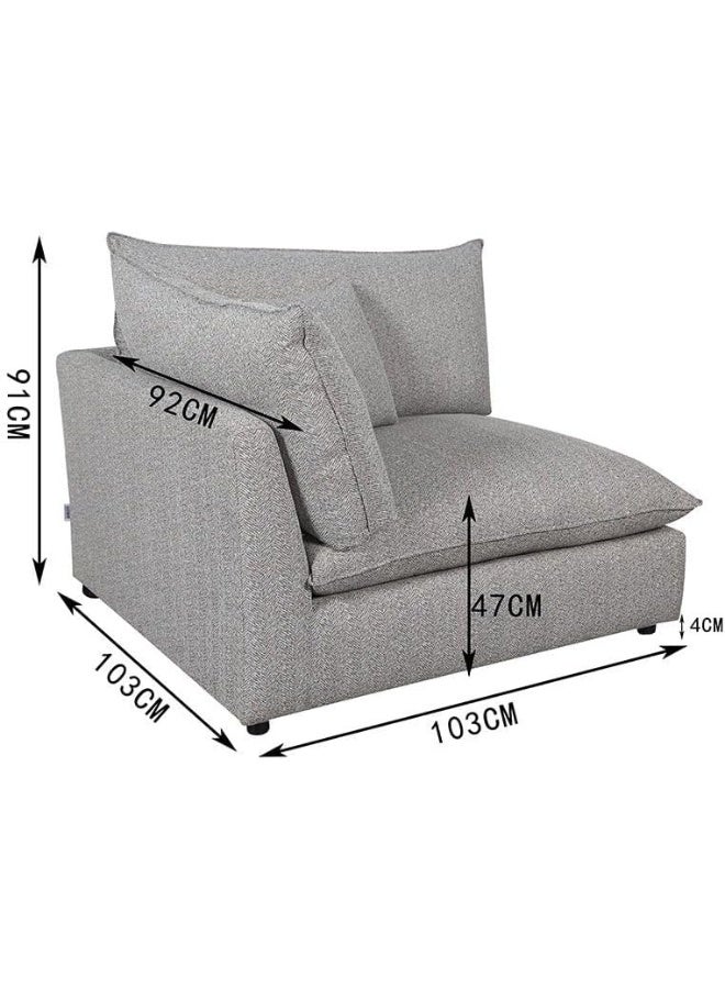 Comfynest Comfynest Napoleon 1-Seater Corner Fabric Modular Sofa With 2-Year Warranty 103X103X91Cm Grey - Image 2