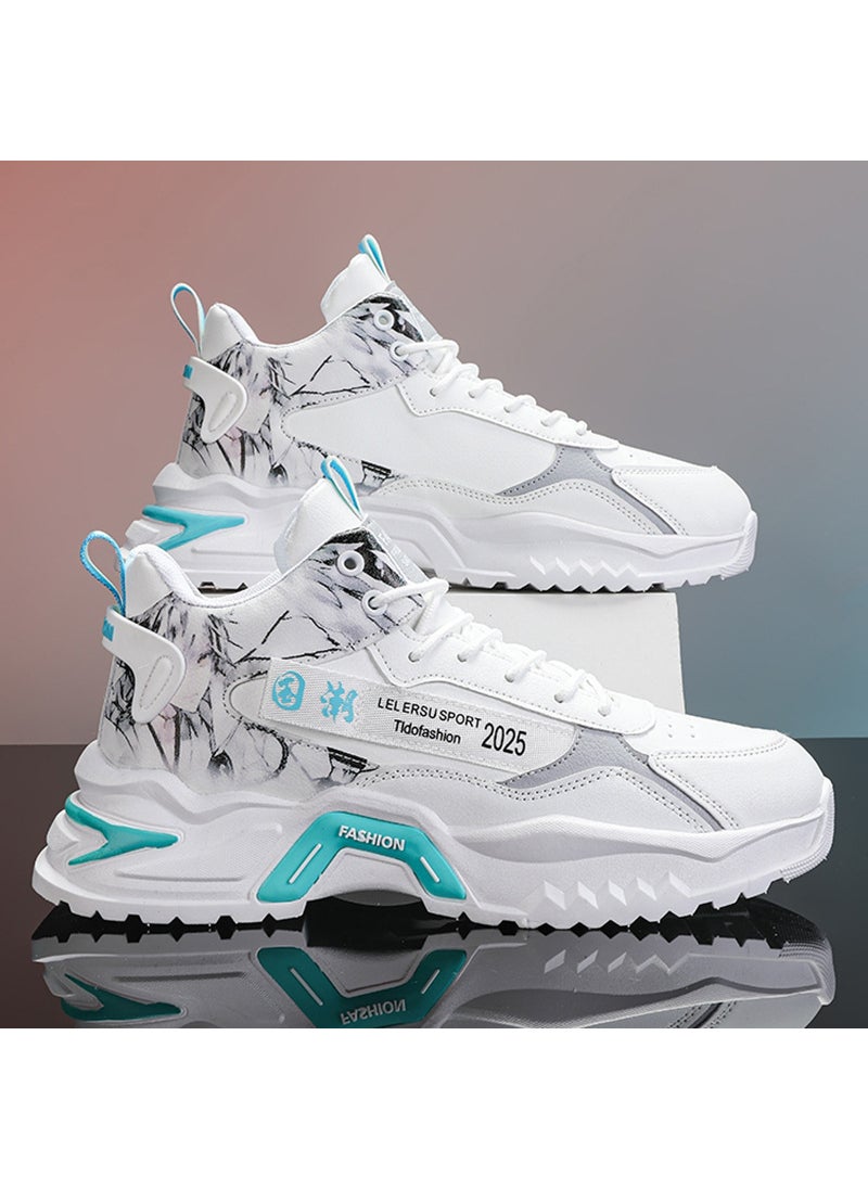 Generic - Fall High-Top Fashion Sneakers for Men White blue - Image 1
