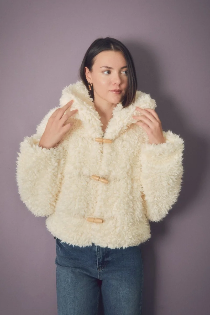 FullaModa Basic Buttoned Plush Coat