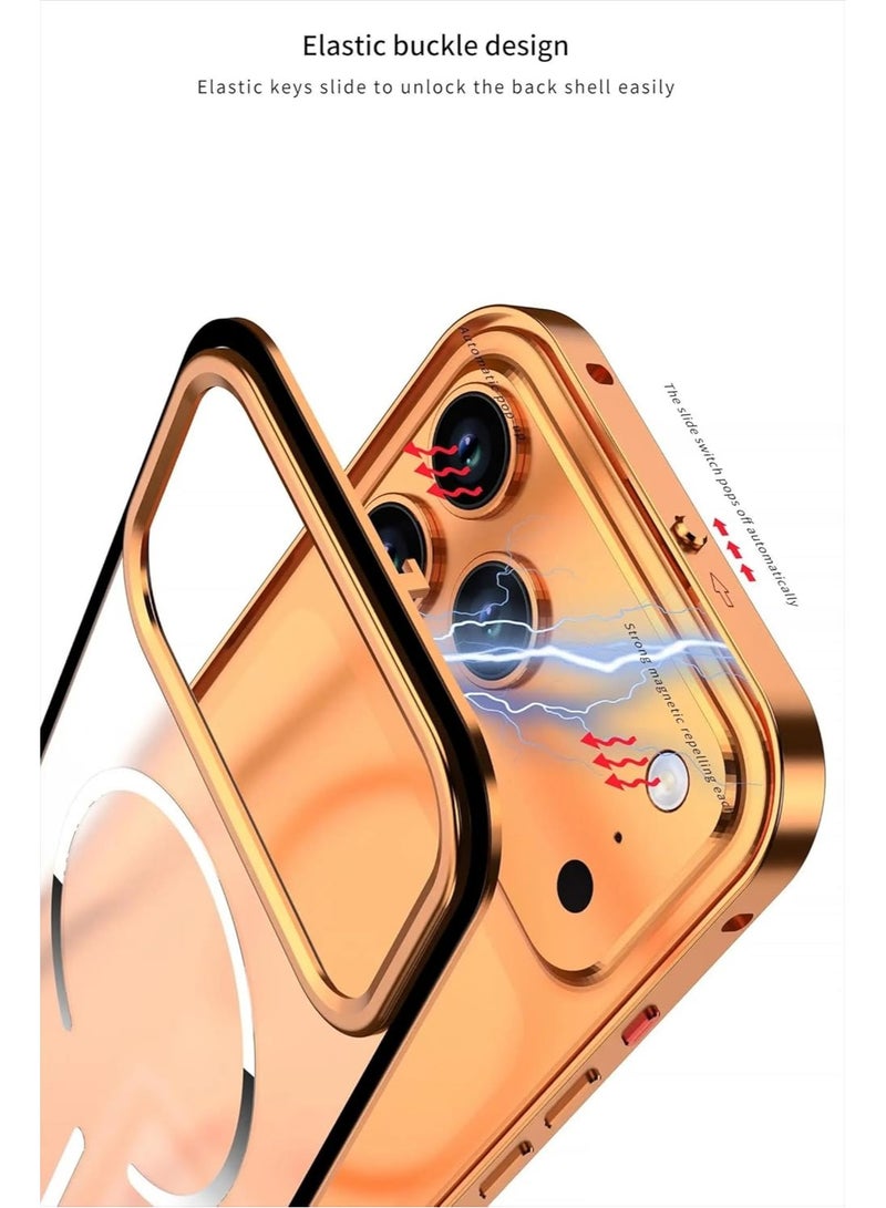 عام غطاء واقي مغناطيسي لـ iPhone 17 Pro Max - إطار معدني من سبائك الألومنيوم بتشطيب ساتان مطفى، غطاء خلفي شبه شفاف للحماية من السقوط والصدمات - Image 4