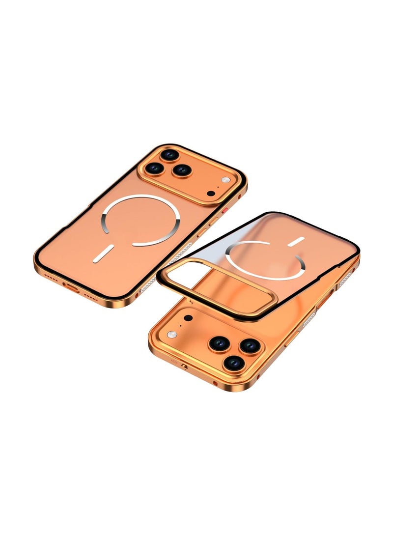 عام غطاء واقي مغناطيسي لـ iPhone 17 Pro Max - إطار معدني من سبائك الألومنيوم بتشطيب ساتان مطفى، غطاء خلفي شبه شفاف للحماية من السقوط والصدمات - Image 1