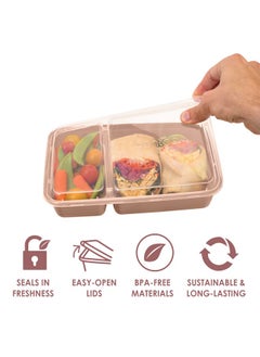 Bentgo Bentgo 20-Piece Lightweight, Durable, Reusable BPA-Free 2-Compartment Containers - Microwave, Freezer, Dishwasher Safe - Rose Gold  - Image 3