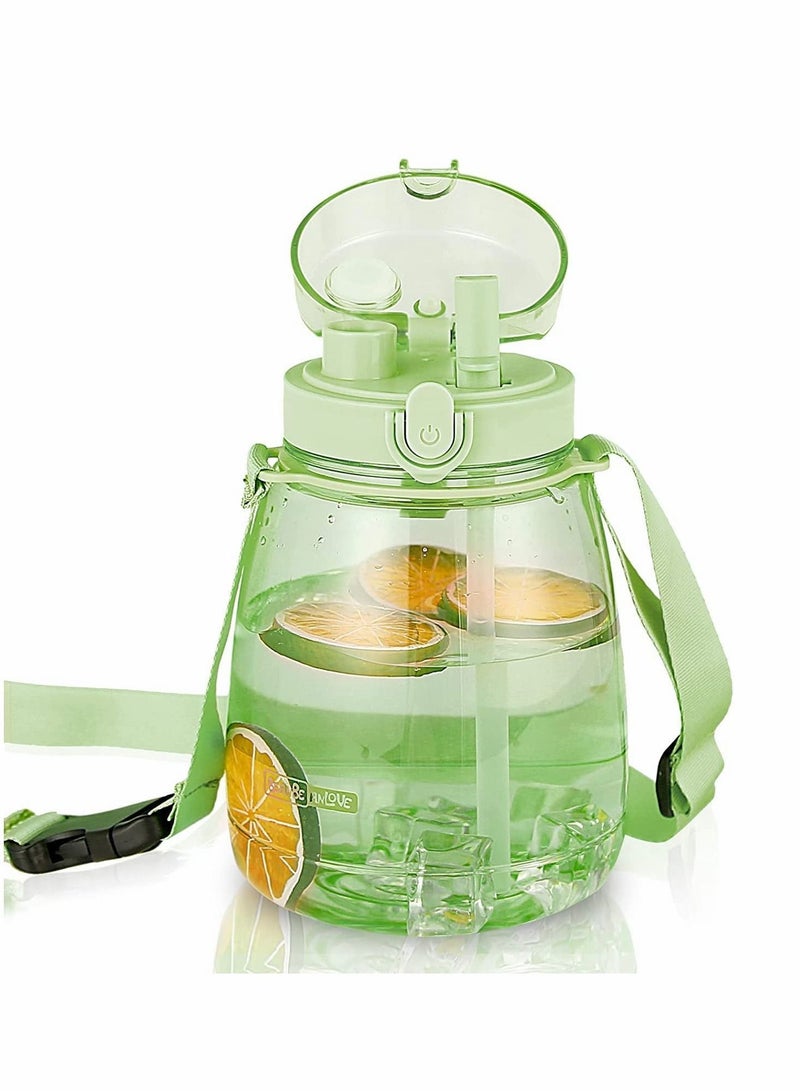 Y&D Water Bottle, Girls Drinking Bottle for School, Upgrade Aesthetic Bottles, Cute Bottles with Handle, Sports Camping Workouts Gym and Outdoor Activity (Green, 1300ML) - Image 1