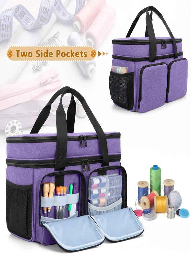 BAFASO Large Sewing Organizer Bag with an Individual Pouch and Detachable Dividers, 2 Layers Sewing Storage Bag for Sewing Supplies(Bag Only), Purple - Image 4