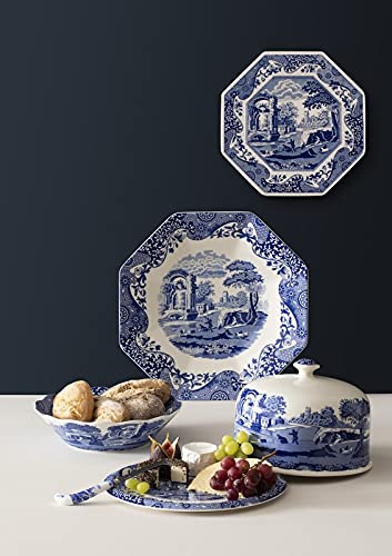 Spode Spode Blue Italian 2 Piece Serving Platter with Dome Cover, Multifunctional Tray for Cake, Pastries, and Cheese, Made of Porcelain, Measures 11.5-Inches, Dishwasher Safe  - Image 2
