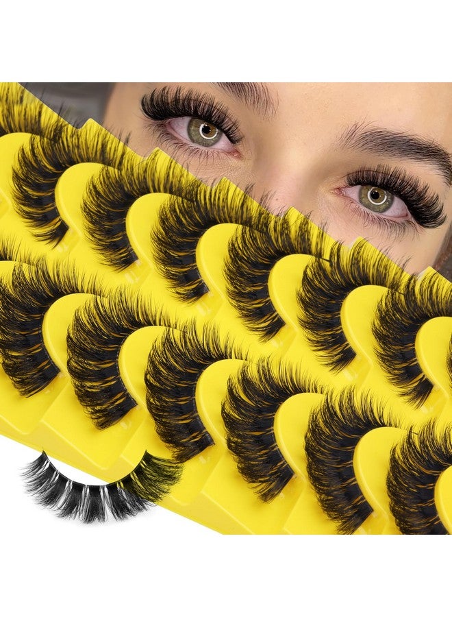 Alice Cat Eye Lashes D Curl Russian Strip Lashes Fluffy False Eyelashes Clear Band Eyelashes Dramatic Faux Mink Lashes 8 Pairs - Image 1